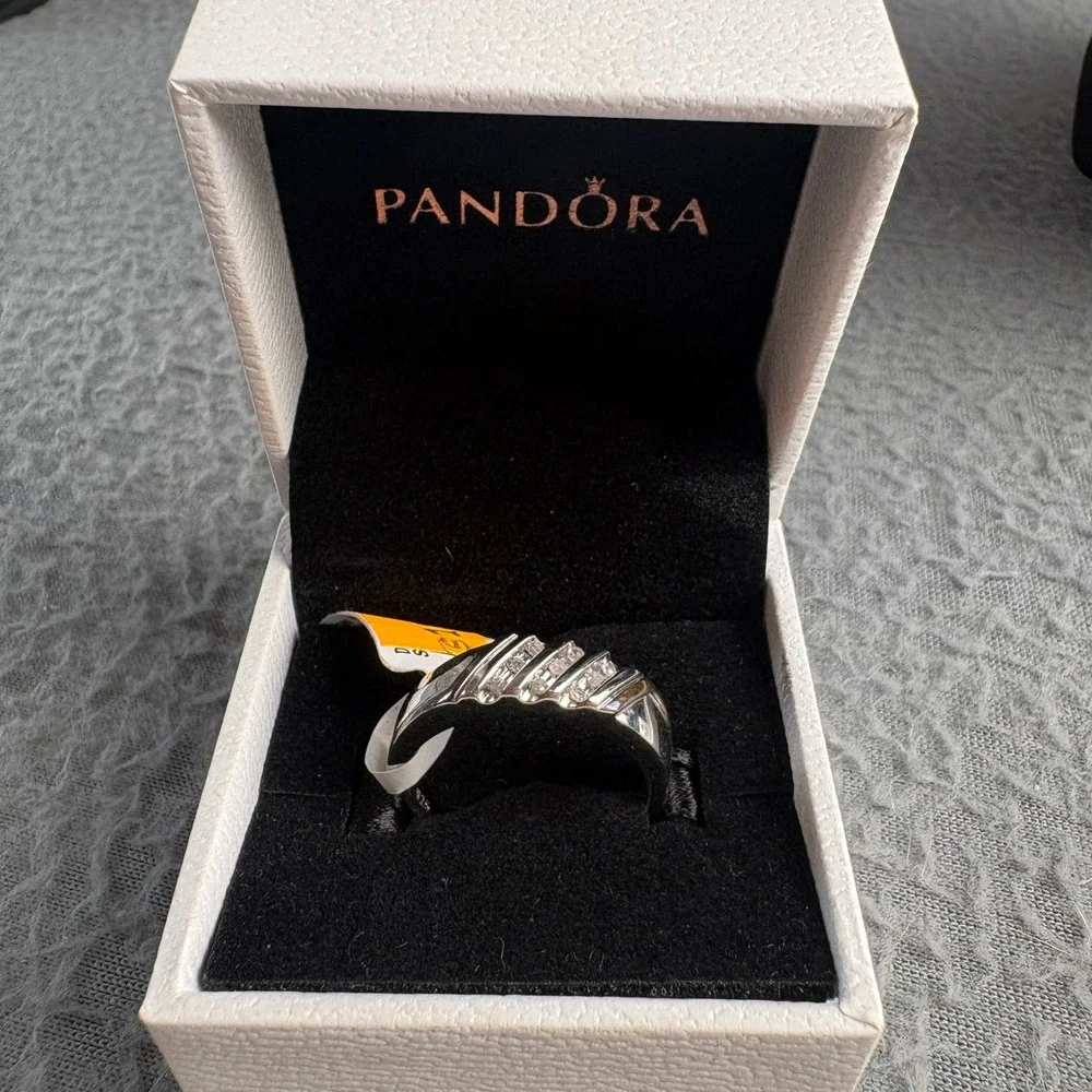 Mens Sterling Silver 0.10ctw Diamond Band Ring Size 10 925 Silver Diagonal Band